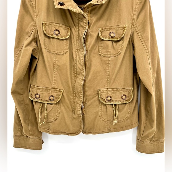 Vintage AMX Tan Zip Up Utility Jacket Large Y2K 90’s Womens - Picture 2 of 10